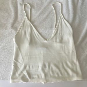 Brandy Melville V neck white crop